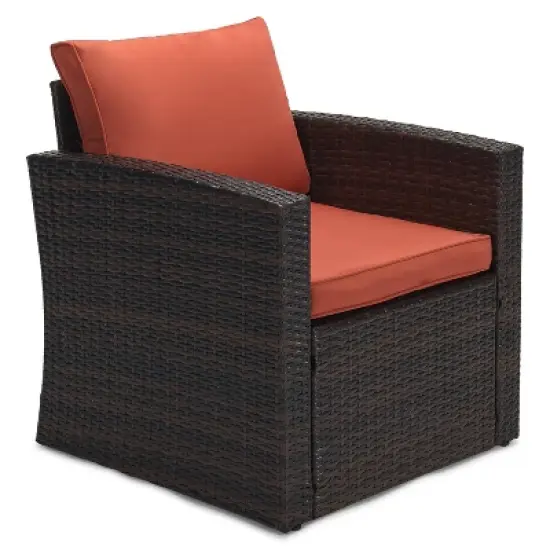 6pc Wicker Outdoor Conversation Set - Orange - EDYO LIVING image {5}