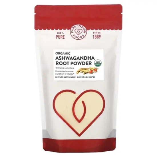 Pure Indian Foods Organic Ashwagandha Root Powder, 8 oz (227 g) image {2}