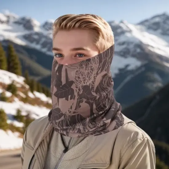 Unique Bargains Sunscreen Artistic Pattern Face Scarf Mask Brown 1 Pc image {1}