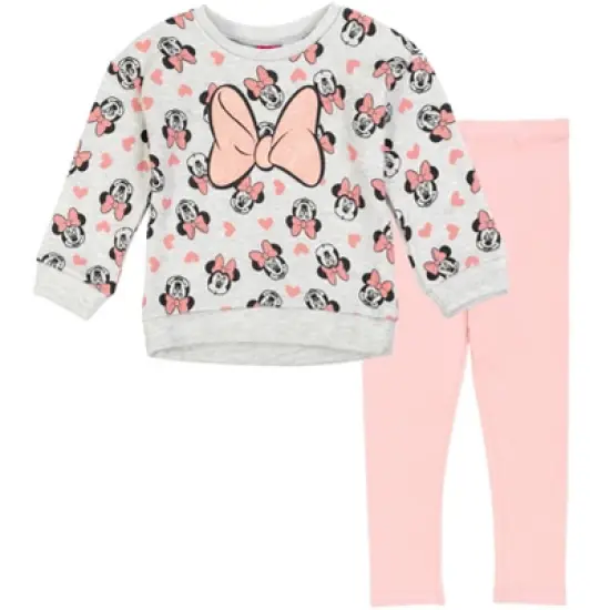 Disney Minnie Mouse Baby Girls Pullover Fleece Sweatshirt and Leggings Outfit Set Infant to Toddler image {10}