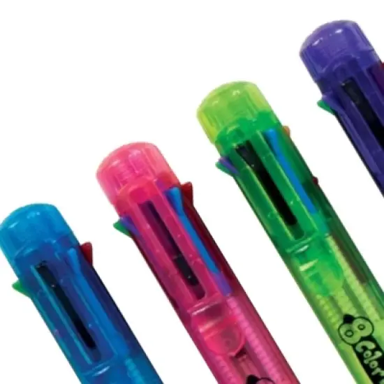 8-Color Multicolor Pens (4 Pack) - Retractable, Assorted Barrels, Black Ink image {2}