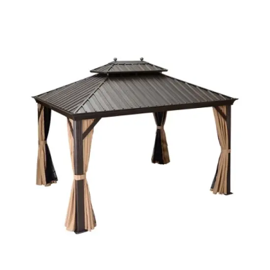 PURPLE LEAF Outdoor Hardtop Gazebo Canopy for Patio Deck Backyard Heavy Duty Outside Sunshade with Netting and Curtains image {12}