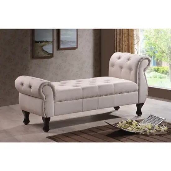 Ipswich Linen Bench Beige - Baxton Studio image {1}