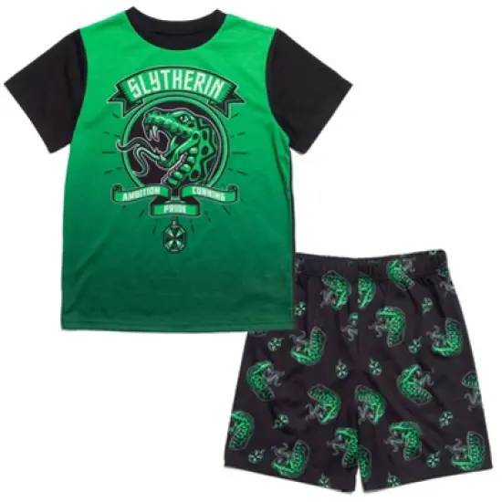 Harry Potter Gryffindor Hufflepuff Ravenclaw Slytherin Pajama Shirt and Shorts Sleep Set Little Kid to Big Kid image {9}