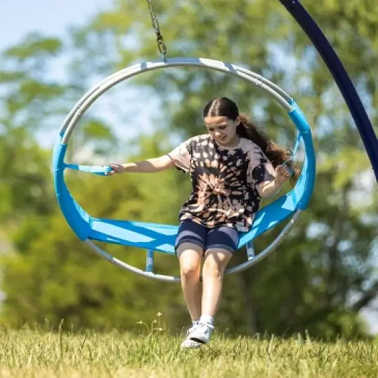 HearthSong 40-Inch Steel-Frame Aerial Hoop Spinning Round Swing with Suspended Fabric Seat image {3}