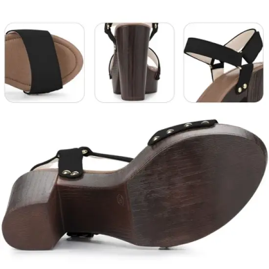 Perphy Round Toe Platform Slingback Chunky Heel Sandals for Women image {2}