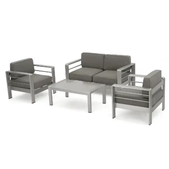 GDFStudio Wendy Outdoor Aluminum 4 Seater Chat Set with Cushions image {1}
