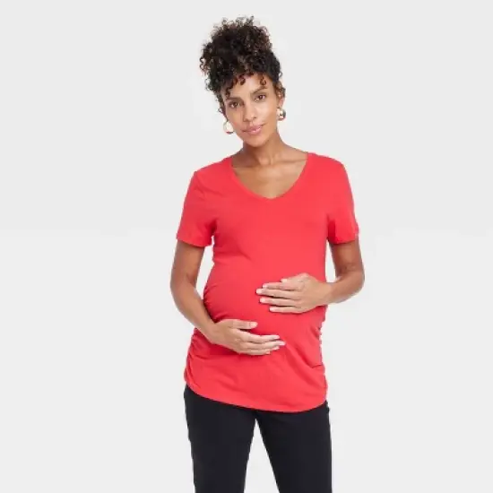 Short Sleeve V-Neck Maternity T-Shirt - Isabel Maternity by Ingrid & Isabel&trade; image {5}