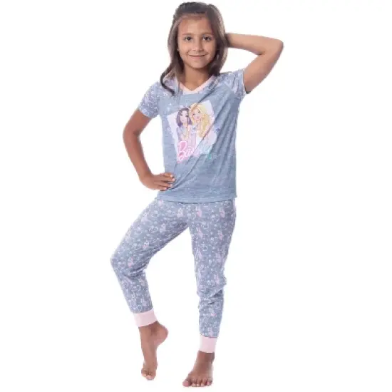 Barbie Girls' Unicorn Barbie Skipper Shirt And Pants Jogger Pajama Set Grey image {3}