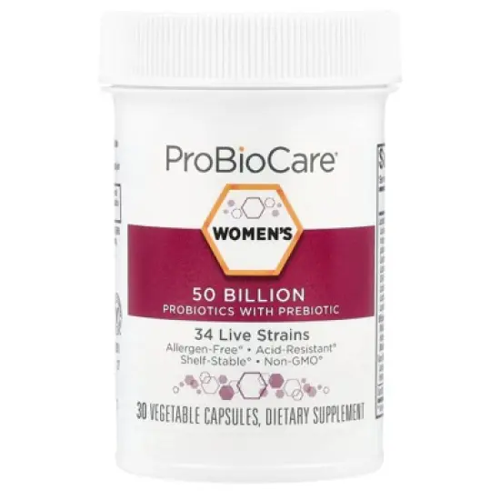 ProBioCare Women's Probiotics With Prebiotic, 50 Billion, 30 Vegetable Capsules image {2}