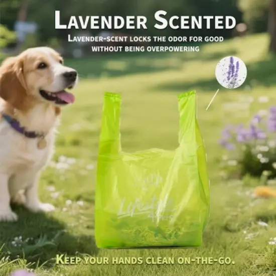 Allforpaws Dog Poop Bags, Pet Handle Pickup Bag, 120 Bags x 2 Packs image {1}