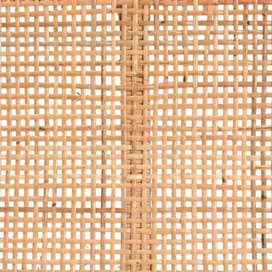 Abelia Natural Rattan and Mahogany Wood Short Accent Bench Natural Brown - Baxton Studio image {5}