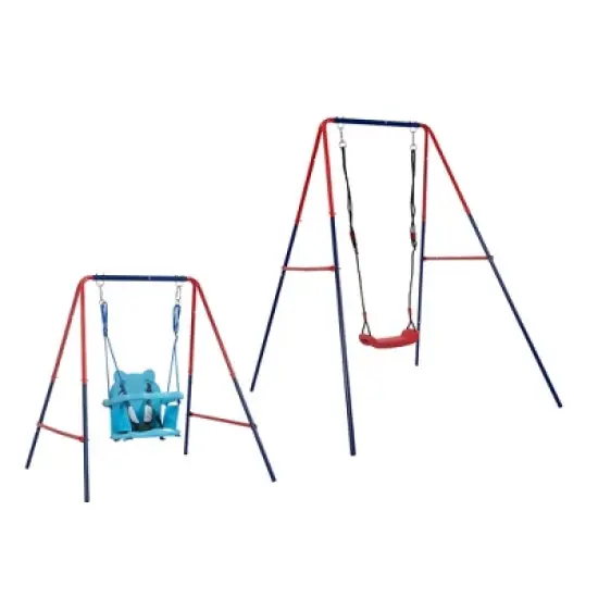 JANSNO 2 in 1 Mental Plastic Safe Toddler Swing Set for age 3+ image {1}