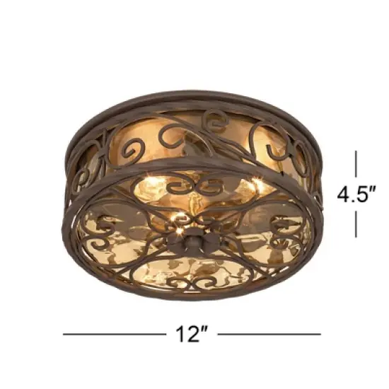 John Timberland Casa Seville Rustic Farmhouse Flush Mount Outdoor Ceiling Light Fixture Dark Walnut 4 1/2" Champagne Water Glass for Post Exterior image {6}