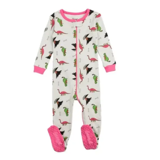 Leveret Footed Sleeper Cotton Unicorn and Dinosaur Pajamas image {4}