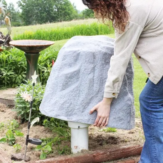 Sunnydaze Outdoor Lightweight Polyresin Landscape Rock Septic Cover with Stakes - 21.5" image {1}