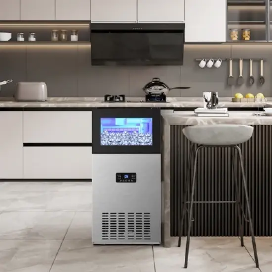 Hooure 15Inch Commercial Ice Maker Machine 160LBS/24H with 35LBS Storage Bin image {9}