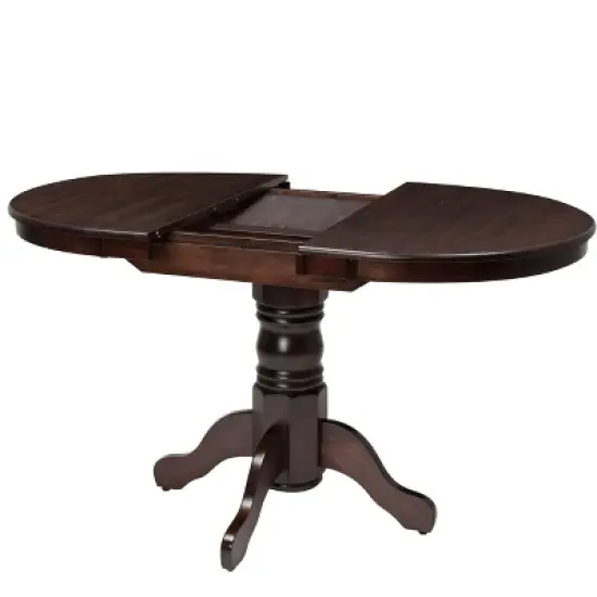 Dillon Extendable Oval Pedestal Dining Table Dark Brown - CorLiving image {3}