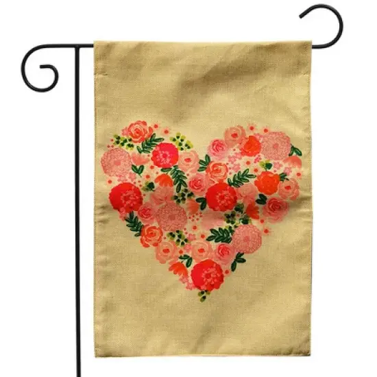 Briarwood Lane Floral Heart Valentine's Day Burlap Garden Flag 18" x 12.5" image {1}