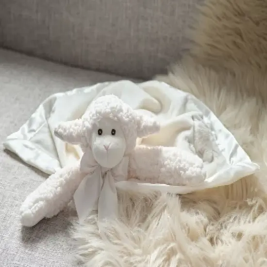 Bearington Baby Lamby Snuggler, White Lamb Plush Stuffed Animal Security Blanket, Lovey 15" image {3}