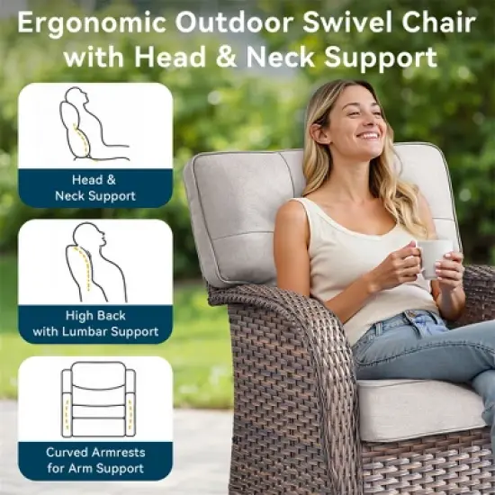 Gymojoy 4 Pieces 3-Seat Sofa Table with Swivel Chairs image {7}