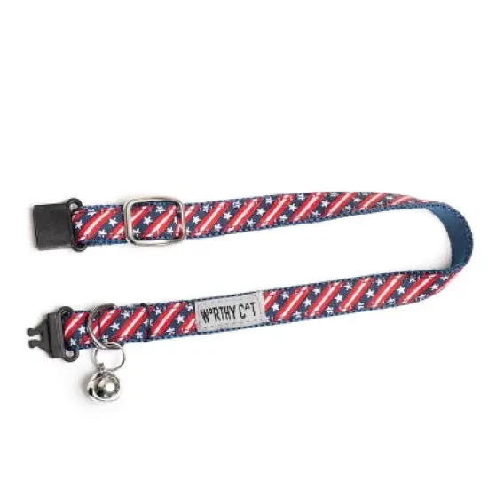 The Worthy Dog Bias Stars & Stripes Breakaway Adjustable Cat Collar image {1}