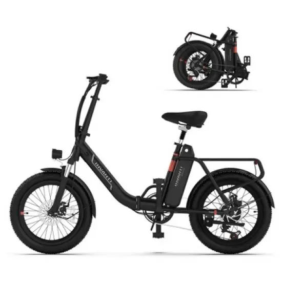 5TH WHEEL TIDE 2 Folding Utility Electric Bike - 1000W Peak, 20 mph, 45 Mile Range (PAS), 330 lbs Capacity, 20" Fat Tires, with Head + Tail Lights image {10}