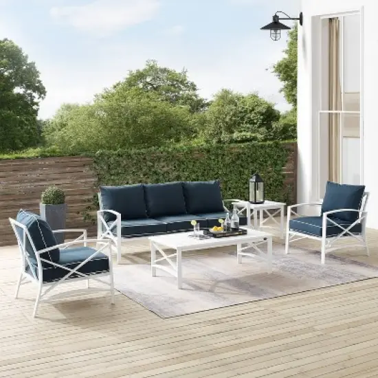 Kaplan 5pc Outdoor Sofa Set with Sofa & 2 Chairs with Coffee Table & Side Table - Crosley
 image {7}