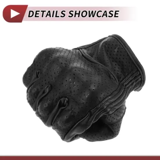 Unique Bargains Motorcycle Full Finger Gloves with Hole Black 1 Pair image {4}