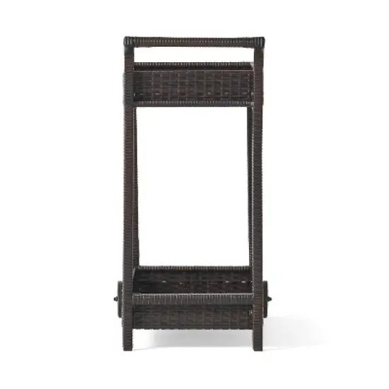 Savona Wicker Outdoor Serving Cart - Brown - Christopher Knight Home image {3}