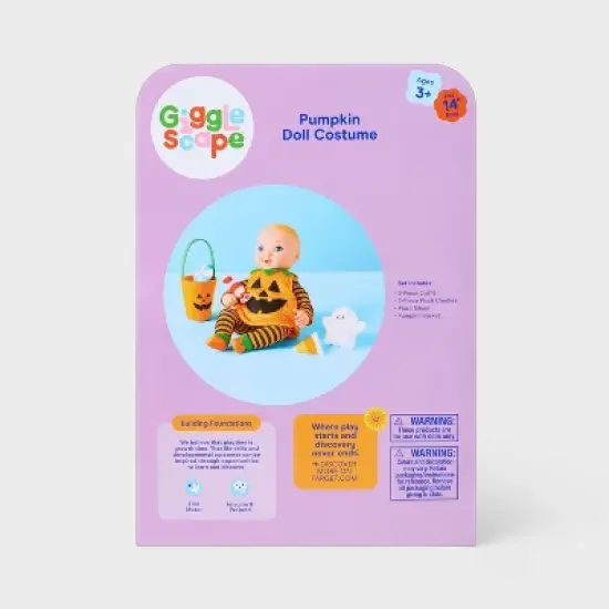 14" Baby Doll Halloween Pumpkin Outfit - Gigglescape&trade; image {3}