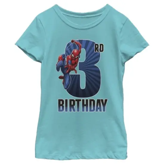 Girl's Marvel Spider-Man Swinging 3rd Birthday T-Shirt image {2}