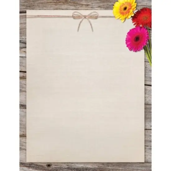 80ct Three Gerber Daisies Letterhead Ivory: Stationery Paper for Writing, Uncoated, 8.5 x 11 Inches, 80 Sheets image {3}