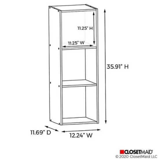 Closetmaid Wooden Decorative Stackable Horizontal Vertical 3 Cube Shelving Unit Storage Organizer Cubeical for Living Room, Bedroom, or Office, White image {3}
