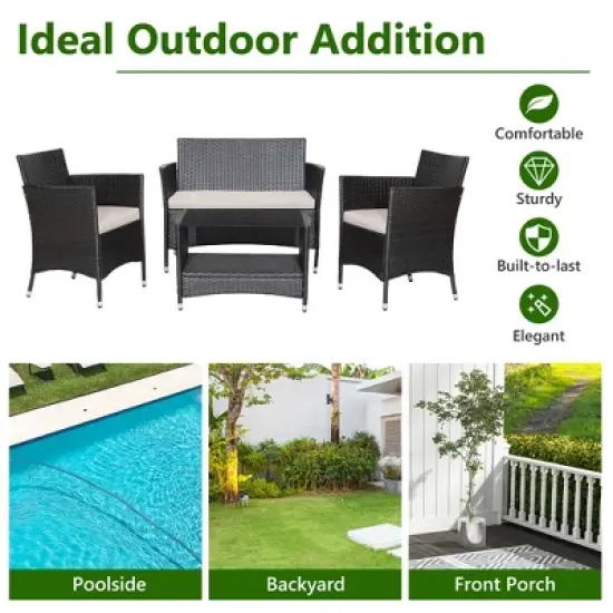 Tangkula 8PCS Outdoor Sofa Set Patio Rattan Wicker Conversation Set w/ Coffee Table image {7}