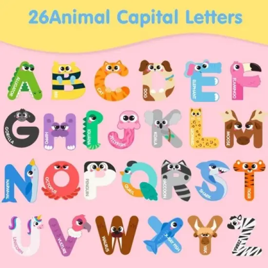 Joyfy Wooden Magnetic Letters, 26 Alphabet Fridge Magnets for Toddlers & Kids, Animal Educational Toys, Preschool ABC Spelling Learning Toys for Kids image {1}