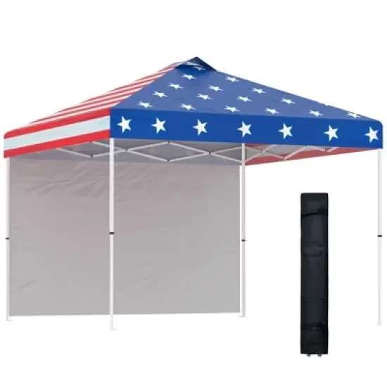 Outsunny 10' x 10' Pop Up Canopy Tent with 1 Sidewall, Carry Bag, Adjustable Height, Instant Shelter Tent for Backyard, Garden, and Patio image {6}