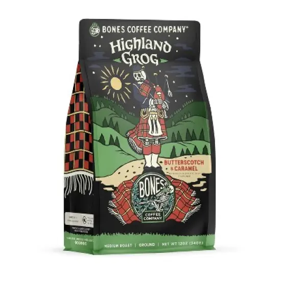 Bones Coffee Company Highland Grog Decaf 12 oz (Whole Bean) image {8}
