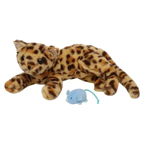 Manhattan Toy Loki Leopard Stuffed Animal Cat with Magnetic Front Paws and Magnetic Mouse Toy image {1}
