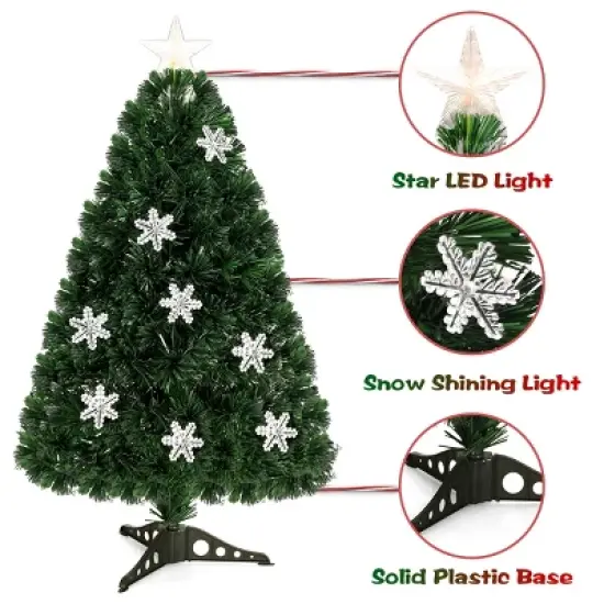 Costway 3FT Pre-Lit Fiber Optic Artificial Christmas Tree with Multicolor Led Lights image {3}