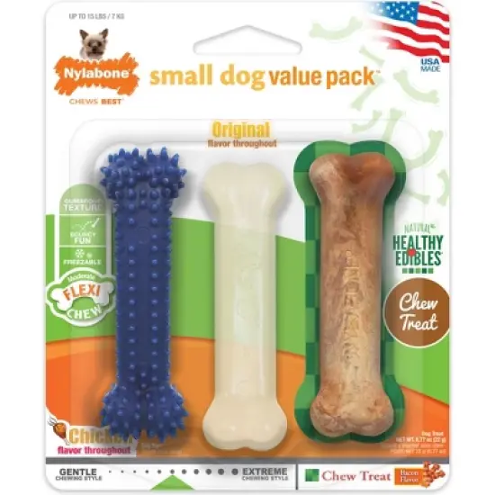 Nylabone Moderate Chew Small Dog Variety Pack - 3 count image {1}
