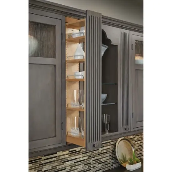 Rev-A-Shelf 432-WF42-6C 6 x 42 Inch Wooden Adjustable Pull-Out Between Cabinet Wall Filler Kitchen Storage Organizer Unit image {3}
