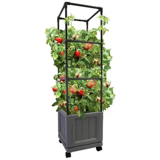 Emsco 59.25" XL Trellis Tower: Portable Vertical Garden, Swivel Casters, Tool-Free Setup, Polyethylene image {2}