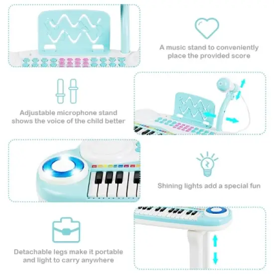 Costway Z-Shaped Kids Toy Keyboard Piano 37-Key Electronic Organ Light w/Microphone image {8}
