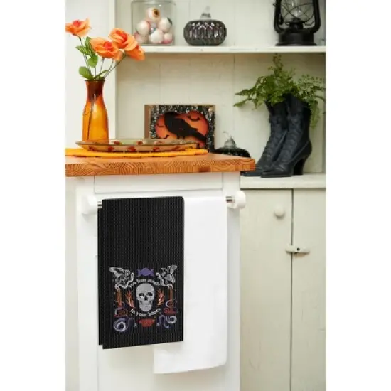 C&F Home Magic In Your Bones Skull Halloween Embroidered Cotton Waffle Weave Kitchen Towel image {3}