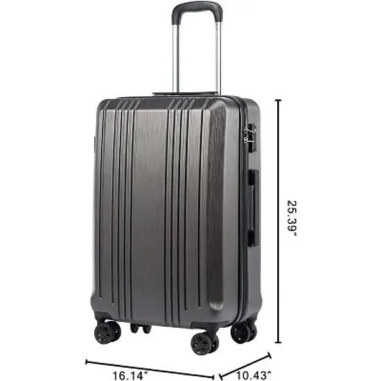 Coolife Luggage Suitcase PC+ABS with TSA Lock Spinner Hardshell Lightweight 24in (grey, M(24IN)) image {2}