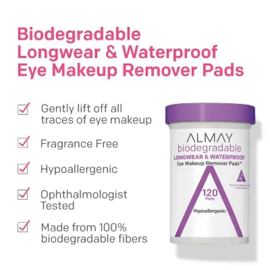 Almay Longwear & Waterproof Eye Makeup Remover Pads image {1}