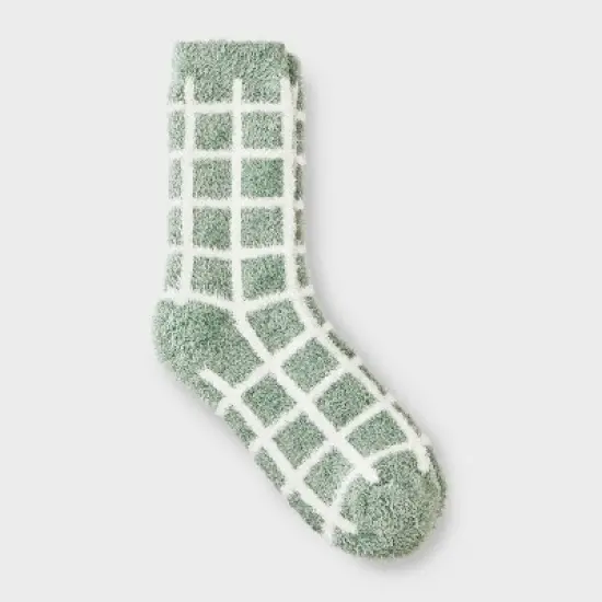 Women's Windowpane Plaid Cozy Crew Socks - Auden&trade; 4-10 image {5}