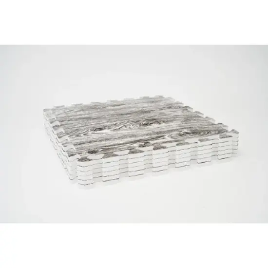 Tadpoles 9 Tile Natural Wood Grain Playmat for Kids & Adults | Interlocking Tiles | Safe & Durable | Total Floor Coverage 56 x 56 | Grey image {3}