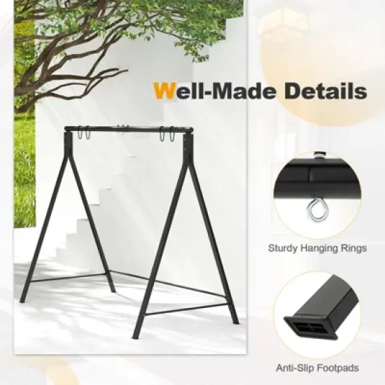 Costway Outdoor Porch Swing Frame Patio Metal Swing Stand with A-Shaped Structure image {6}